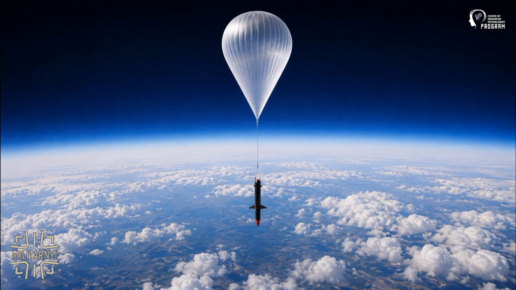 Illustrative render of the DART missile via aerostat. (Rendering: Center of Innovative Technologies Program)
