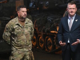 Latvian Defense Minister Raivis Melnis and Third Army Corps commander Brigadier General Andrii Biletsky. Source: UkrInform
