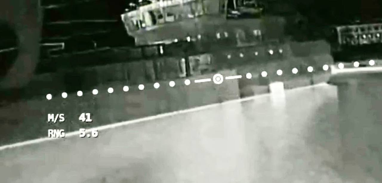 russian munitions cargo ship hit same berdiansk berth two nights running · post loaded ammunition port occupied moments before ukrainian drone strike момент ураження суховантажу з боєприпасами в порту бердянська