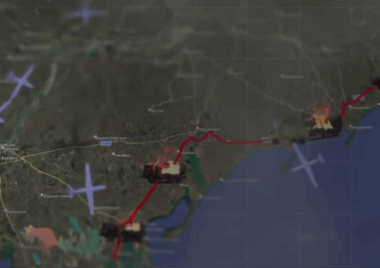 The Russian vehicles are burning on the route to Crimea. Source: The 3rd Separate Special Purpose Regiment