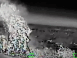 A large fire is coming from the impact site of a Ukrainian drone. Source: Robert 