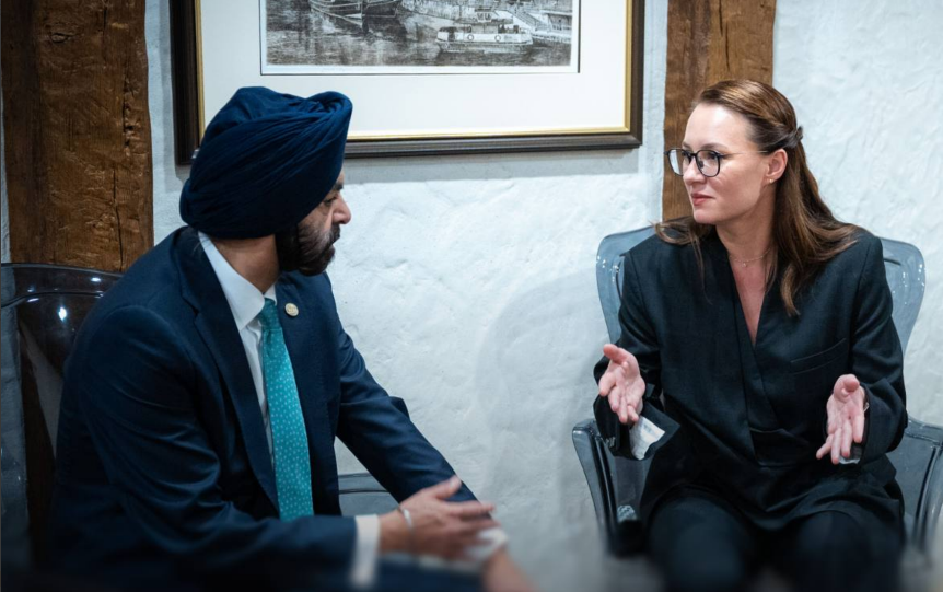 Ukrainian Prime Minister Yulia Svyrydenko and Head of the World Bank Group Ajay Banga in Gdansk. Source: Yulia Svyrydenko