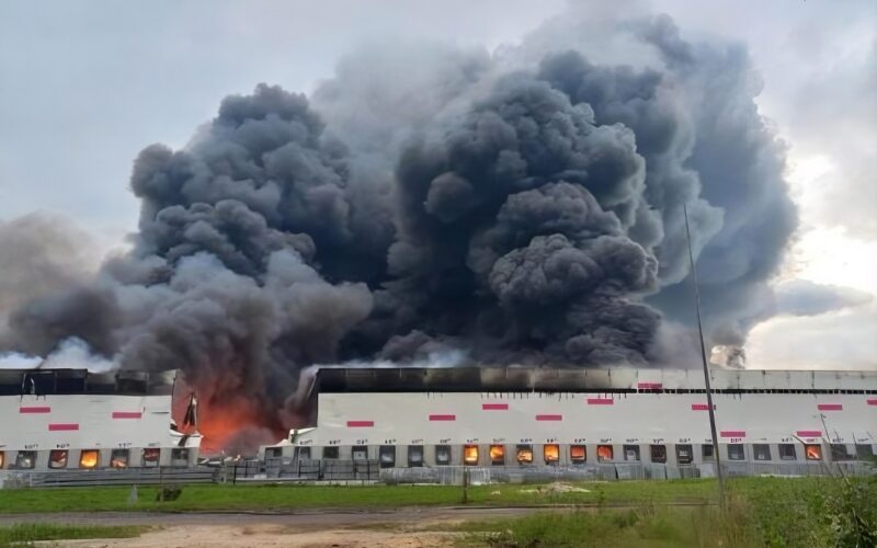 ukraine's defense forces sent fp-1 drones ryazan—a refinery warehouse burned · post fire wildberries logistics center ryazan russia 29 2026 пожежа на логістичному центрі рязань рф липня фото exilenova+ ukraine