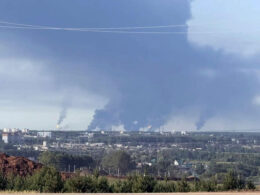 refinery saratov two tatarstan pumping station bashkortostan — one night's russian oil target list · post smoke drifts over industrial zone nizhnekamsk after ukrainian drone strikes its refineries 8 2026