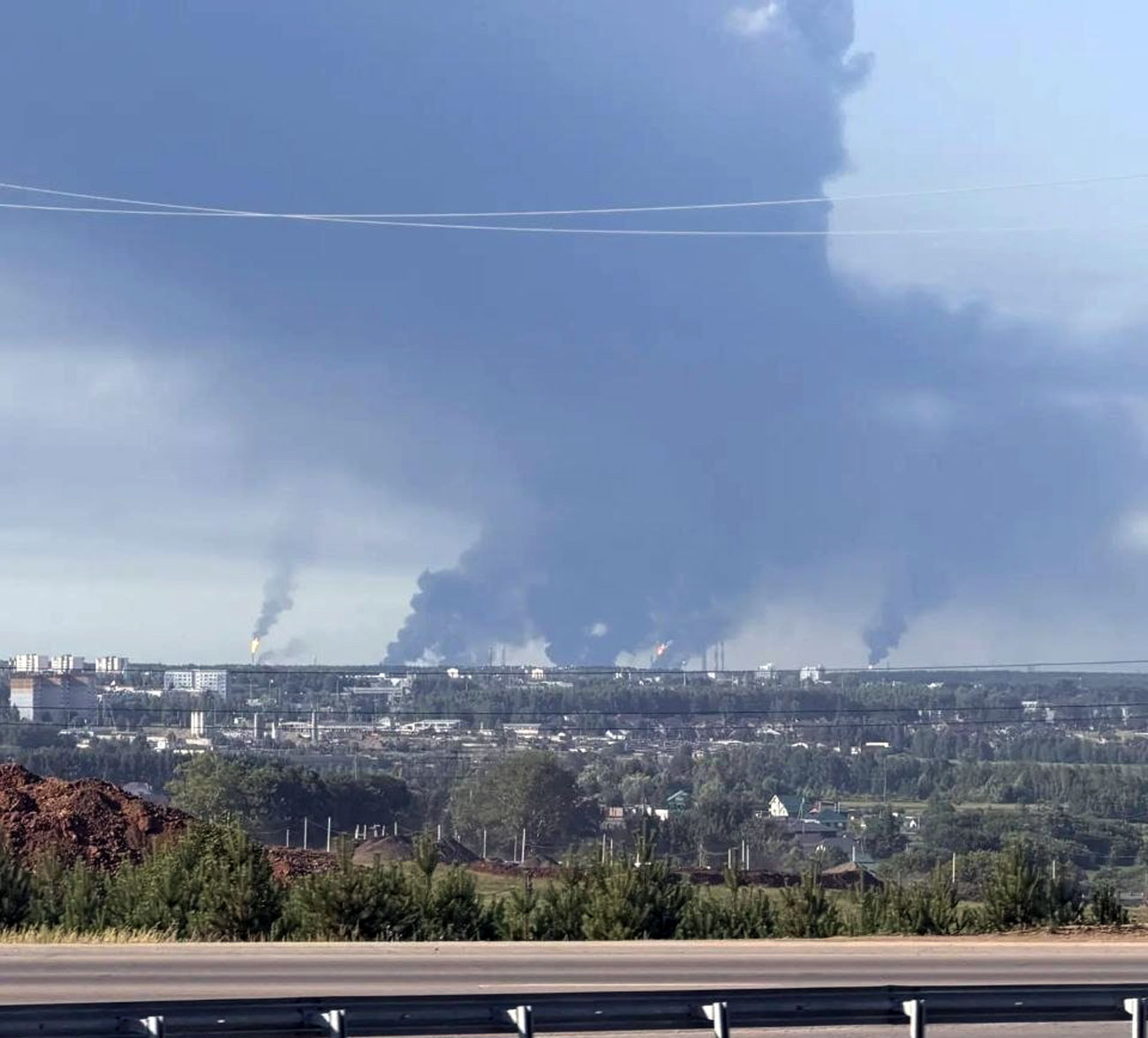 refinery saratov two tatarstan pumping station bashkortostan — one night's russian oil target list · post smoke drifts over industrial zone nizhnekamsk after ukrainian drone strikes its refineries 8 2026