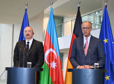 Azerbaijani President Ilham Aliyev and German Chancellor Friedrich Merz in Berlin, 21 July 2026. Photo: Azertag