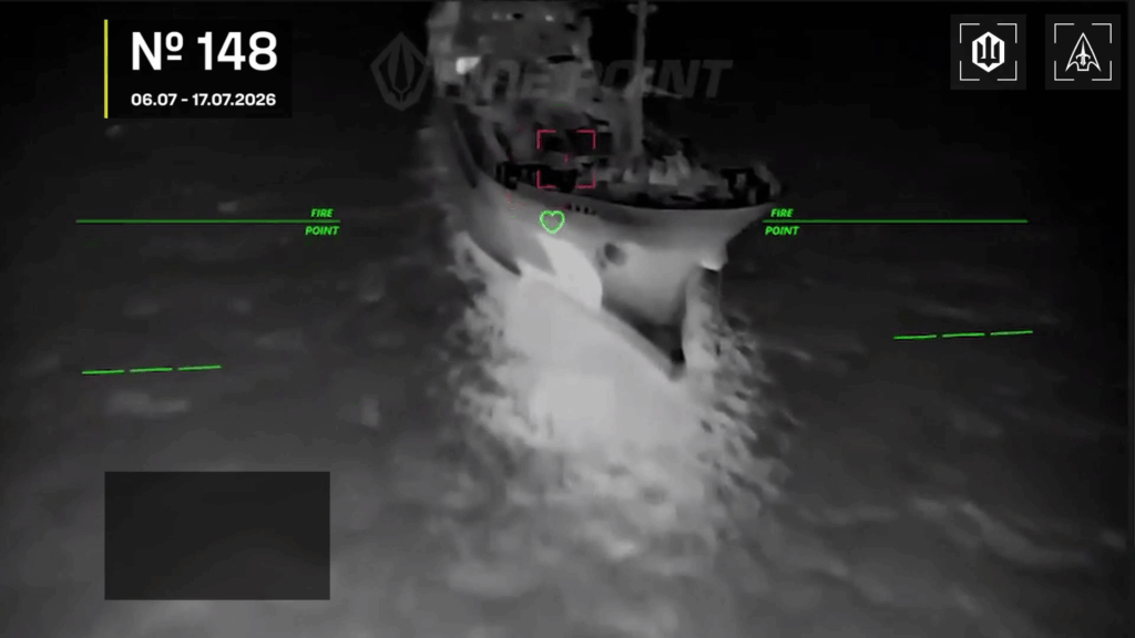 A.I. targeting guides a drone to a ship strike.