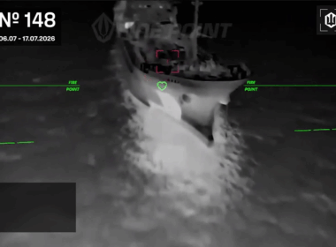 A.I. targeting guides a drone to a ship strike.
