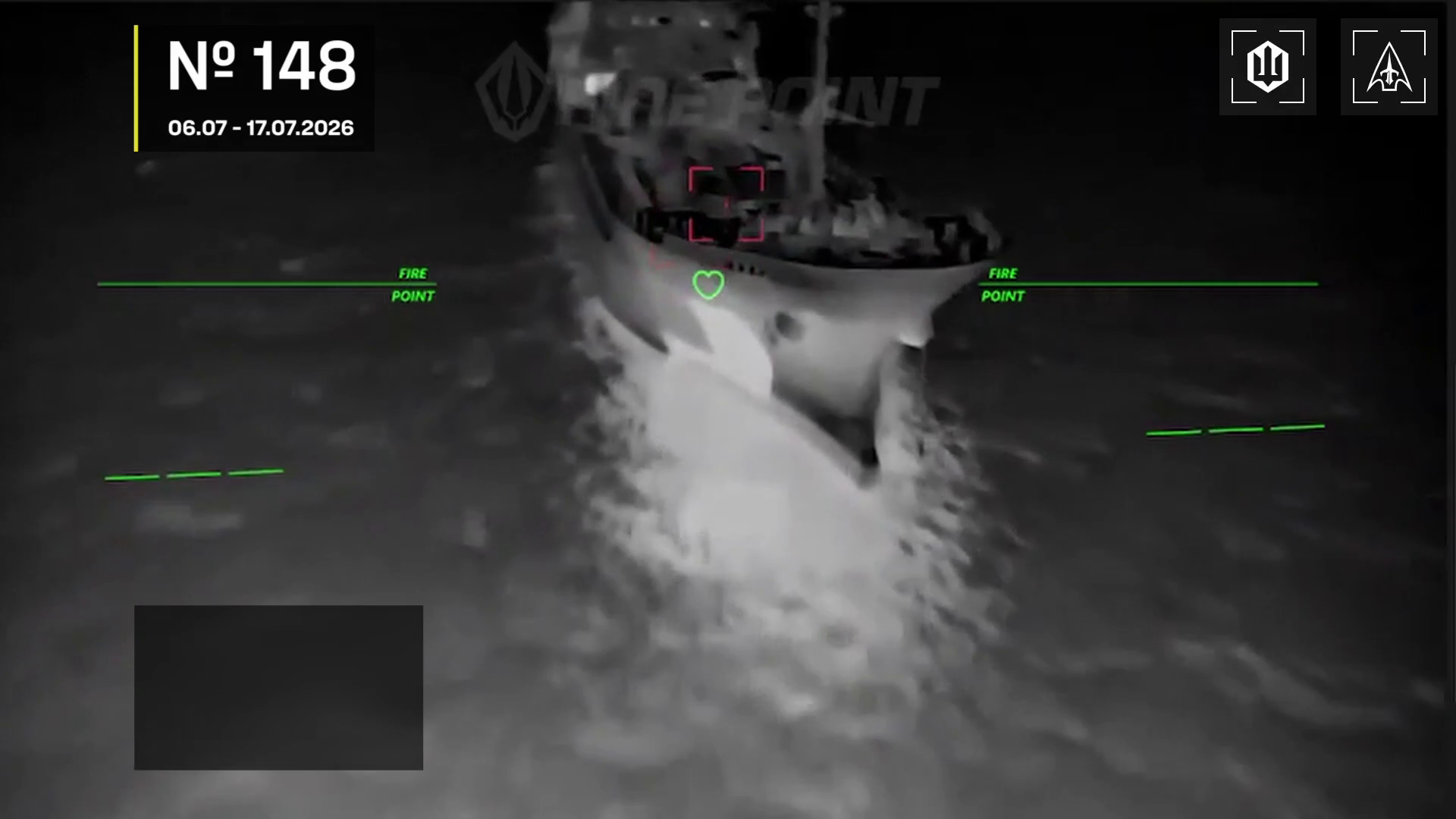 A.I. targeting guides a drone to a ship strike.