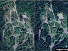 russia's arctic bases sit near-naked air defenses vanish guard moscow refineries burning inland · post defense site near severodvinsk northwestern russia 2023 (left) 2025 (right) its missile systems removed satellite