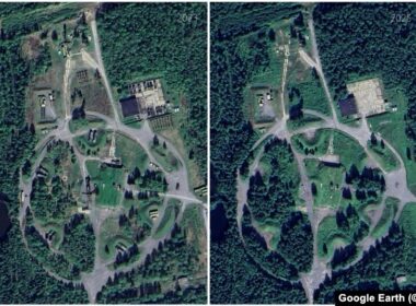 russia's arctic bases sit near-naked air defenses vanish guard moscow refineries burning inland · post defense site near severodvinsk northwestern russia 2023 (left) 2025 (right) its missile systems removed satellite