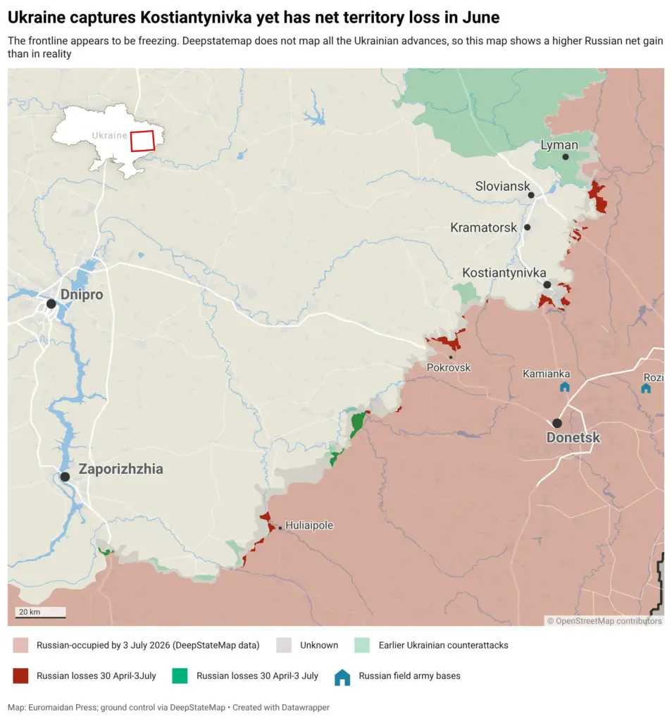 Russia Kostiantynivka gains losses