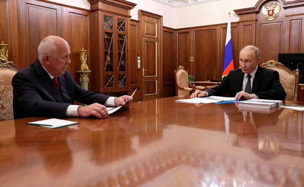 sergei chemezov and vladimir putin meet on 17 june 2025
