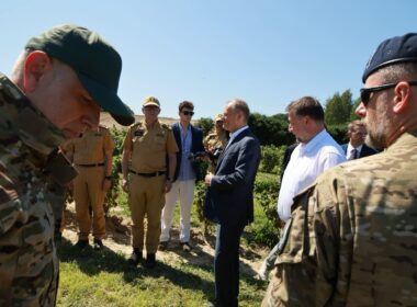 Polish Prime Minister Donald Tusk at the site of a Russian cruise missile crash in Poland's Lublin Voivodeship, 30 July 2026. Photo: Donald Tusk on X
