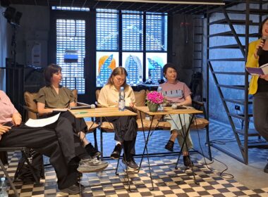nina direnko, larissa babij, kateryna iakovlenko, svitlana matviyenko, and sasha dovzhyk at the index event about ecocide and nuclear terror