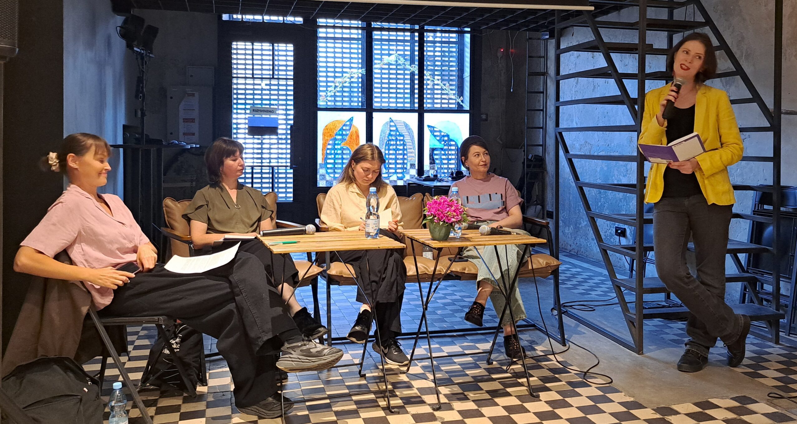nina direnko, larissa babij, kateryna iakovlenko, svitlana matviyenko, and sasha dovzhyk at the index event about ecocide and nuclear terror
