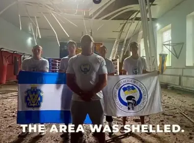 Ukrainian athletes appealed to World Boxing to keep Russia out in the last boxing gym in Kherson, destroyed by Russian shelling on 25 July 2026. World Boxing readmitted Russia on 31 July. Screenshot from video by Zarina Zabrisky/X