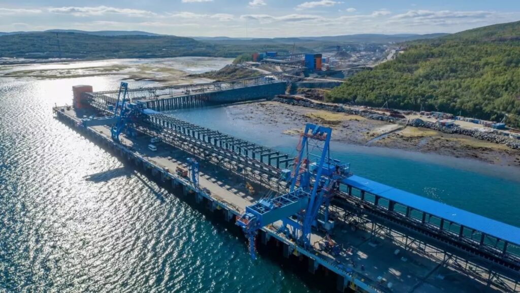 construction work at the lavna coal terminal on the western shore of kola bay in murmansk