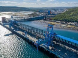 construction work at the lavna coal terminal on the western shore of kola bay in murmansk