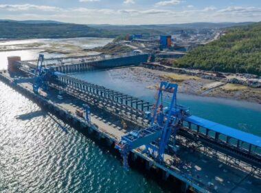 construction work at the lavna coal terminal on the western shore of kola bay in murmansk