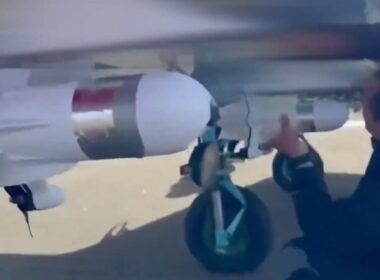 Arming a Russian gunship with interceptor drones.