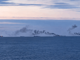 Russian ships burning after successful Ukrainian strikes on 12-13 July 2026.