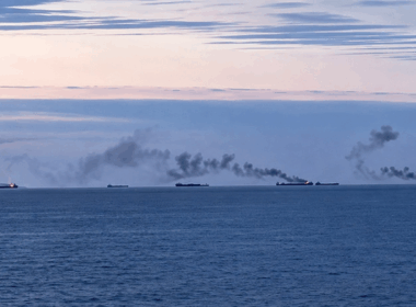 Russian ships burning after successful Ukrainian strikes on 12-13 July 2026.
