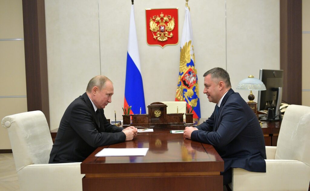 igor kobzev and vladimir putin in 2019, when putin named kobzev governor of irkutsk oblast