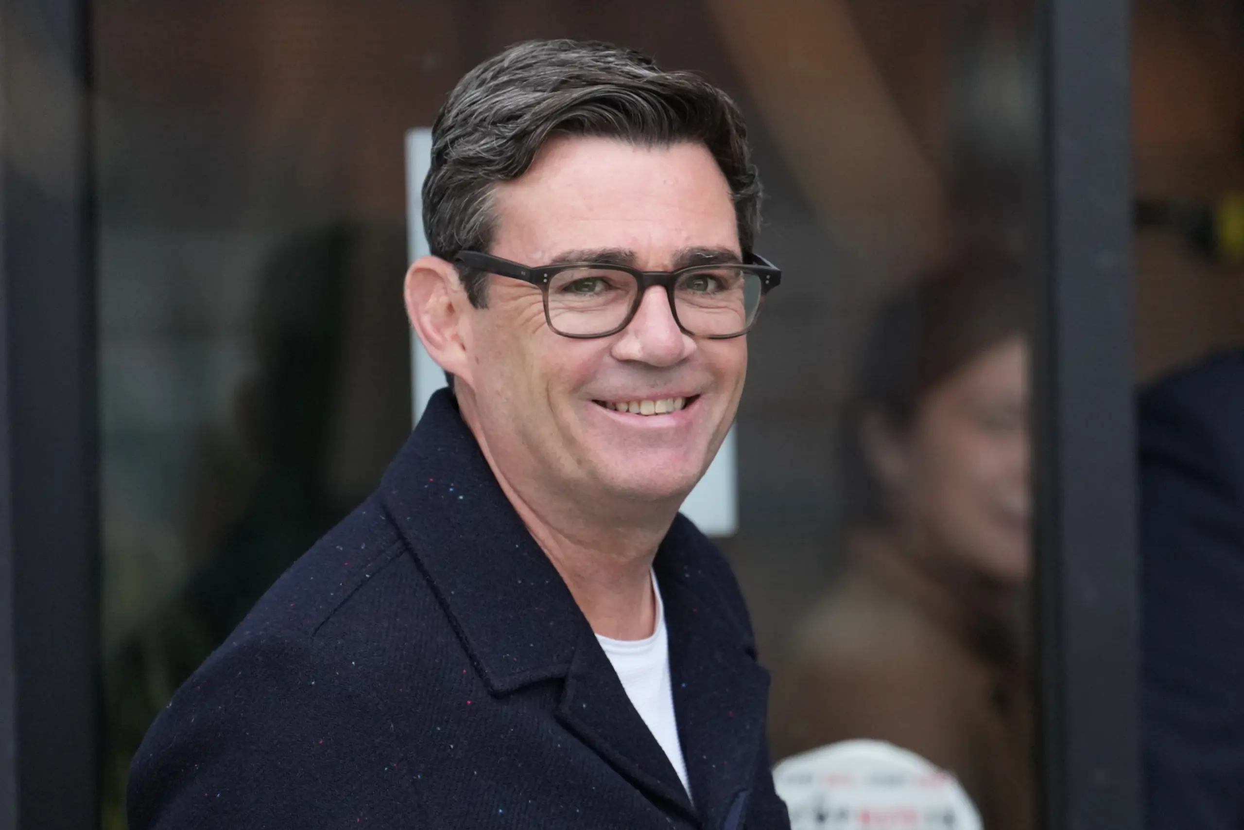 Andy Burnham, the Mayor of Manchester, arrives a fringe meeting during the annual Labour Party conference in Liverpool, England, Sept. 29, 2025