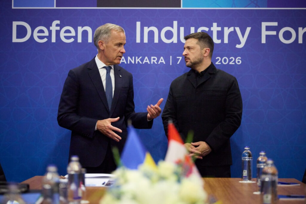 Canadian Prime Minister Mark Carney and Ukrainian President Volodymyr Zelenskyy on the sidelines of the NATO summit in Ankara, 7 July 2026. Photo: Ukrainian President's Office