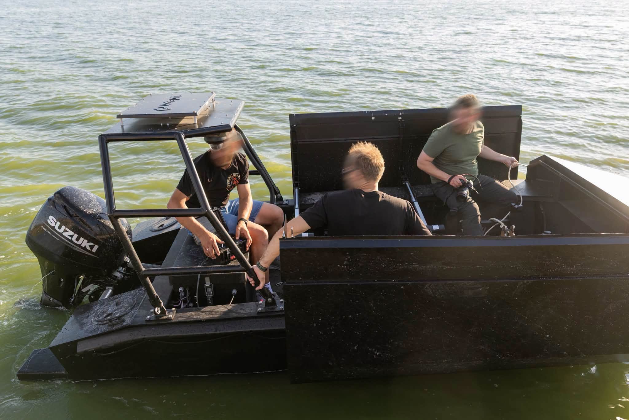 The uncrewed surface vessel developed by engineers from the National Guard's Omega Special Purpose Center diving detachment in partnership with a Ukrainian IT company