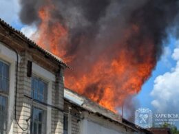 Attacked fuel station in the village of Savyntsi