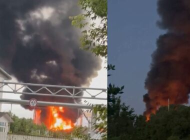 russia wrapped its fuel tanks protective nets—ukraine's drones burned regardless two oil depots last night · post fires tver (left) stavropol krai (right) after ukrainian drone strikes 9 2026 left-tver-right-mikhaylovsk-exilenova+
