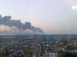 whatever came down lipetsk overnight started missile warning ended flames steel mill · post dense smoke column towers over lipetsk's outskirts morning after blasts russia 21 2026 ukraine news ukrainian