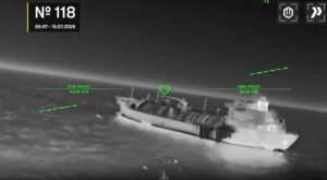 azov sea wasn't enough—ukraine's drones followed russia's oil fleet black · post russian gas carrier thermal sight ukrainian drone during strikes marked 118th vessel hit 6–15 2026 operation sbs video