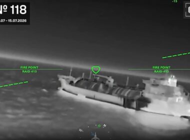 azov sea wasn't enough—ukraine's drones followed russia's oil fleet black · post russian gas carrier thermal sight ukrainian drone during strikes marked 118th vessel hit 6–15 2026 operation sbs video