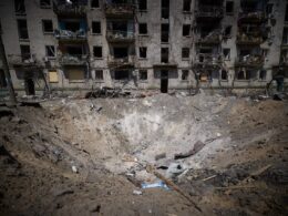 The image shows a giant crater formed by a Russian missile in Kyiv on 3 June 2026. Source: Ukraine's State Emergency Service