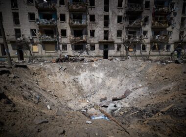 The image shows a giant crater formed by a Russian missile in Kyiv on 3 June 2026. Source: Ukraine's State Emergency Service