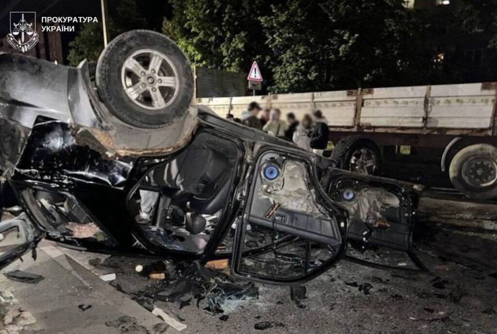 overturned draft-office vehicle in sykhiv district in lviv