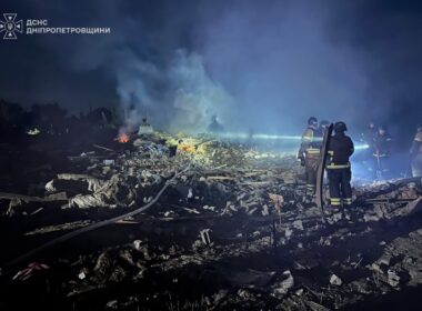Rescuers search through rubble in the aftermath of a Russian ballistic missile attack on Radushne, Dnipropetrovsk Oblast, Ukraine, 30 July 2026. Photo: Ukraine's State Emergency Service