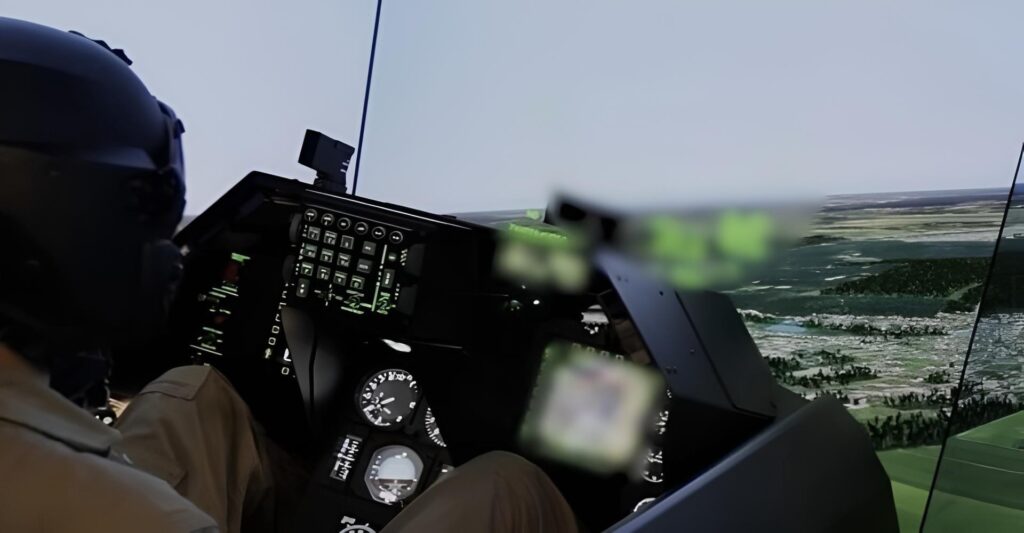 F-16 simulator of the Ukrainian Air Force. Still from a video by Ukraine's Ministry of Defense