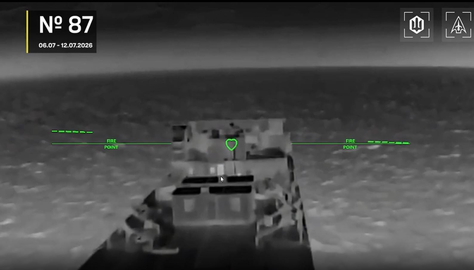 one russian ship every 112 minutes over six days ukraine hits 14 more vessels total tally nears 100 · post ukrainian drone aims ship's bridge sea azov — typical targeting