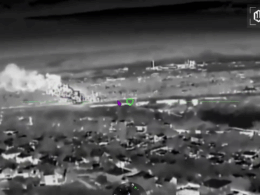 Electrical substation on fire following a Ukrainian drone strike in Bakhchisarai, occupied Crimea, Ukraine, on 5 July 2026. Screenshot from video: Robert 