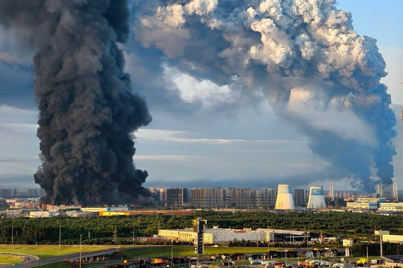 simferopol st petersburg—ukraine's drone commander sums up one night fire russia's online giant · post wildberries logistics warehouses burning after ukrainian strike near petersburg russia 24 2026 exilenova+ ukraine news
