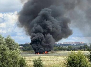 russia's su-57 newest stealth fighter crashes near moscow—and suspects russian air defenders · post crash site military aircraft reported odintsovo district moscow oblast 23 2026 місце падіння літака у московській