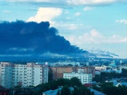 drones set russia's syzran refinery ablaze 800 km war zone — analysts count every primary unit hit · post column black smoke rises over oil after ukrainian drone strike samara
