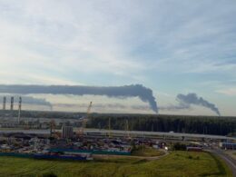 russia keeps hitting ukraine's couriers—so ukraine went after russia's amazon oil depot warehouses hit near moscow · post smoke plumes rise horizon over oblast ukrainian drone strikes logistics centers 20