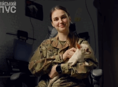 A Ukrainian female soldier with a call sign 