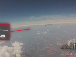 The Ukrainian interceptor chases a Russian ZALA Z-20 reconnaissance drone, a platform designed to detect targets at distances up to 100 kilometers. Source: Lasar's Group