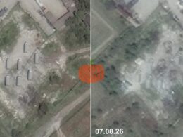 third one down ukraine keeps destroying russia's $18 million starlink jammers · post satellite images russian volna kupol garant starlink-jamming site gelendzhik krasnodar krai russia 2 (left) 7 2026 (right)